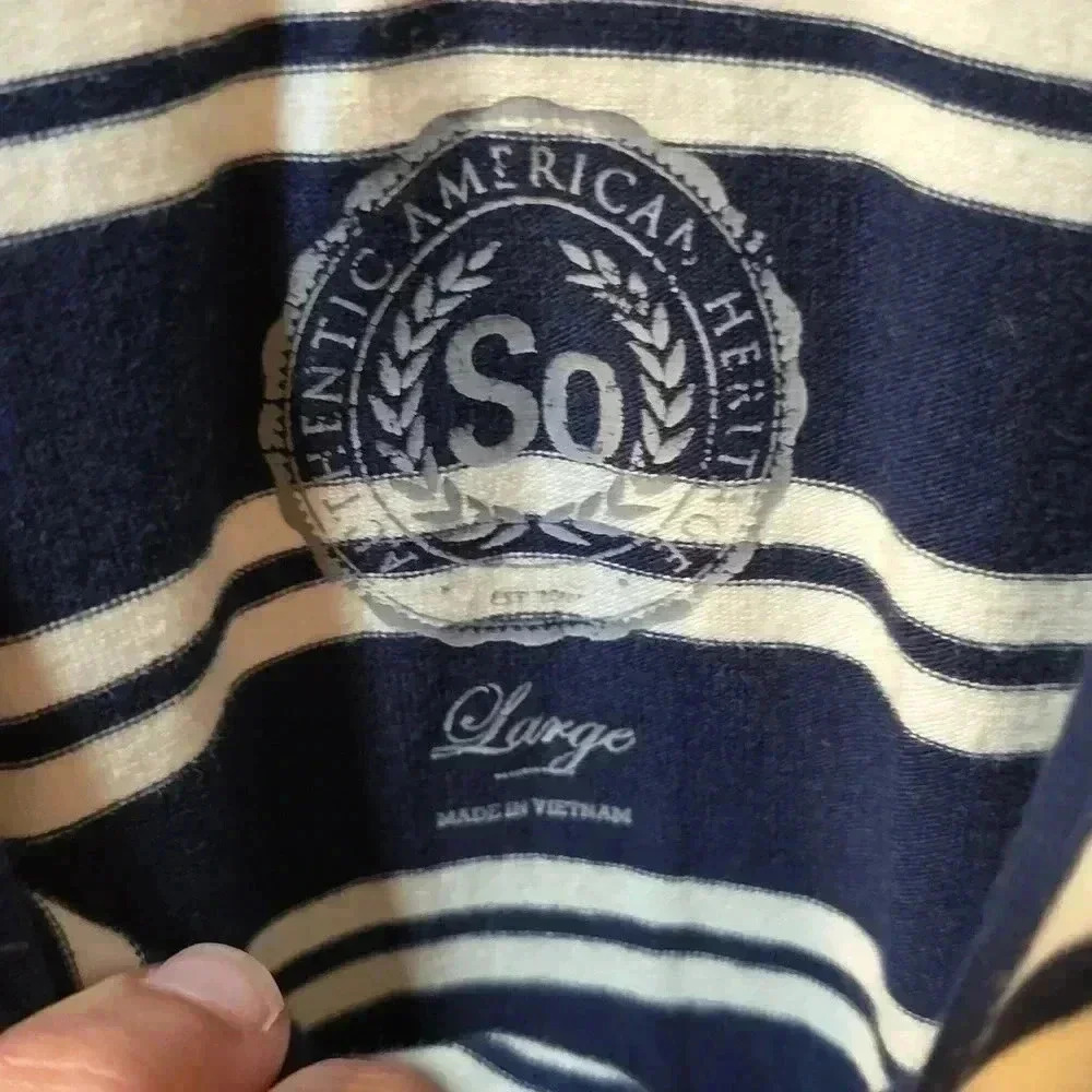 SO Navy Stripped Dress L - Picture 2 of 3
